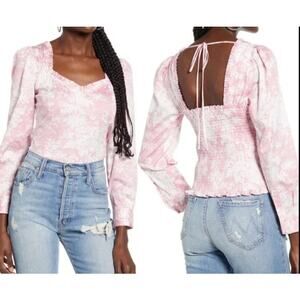 Wayf floral size medium blouse Justina Smocked Bustier Top NEW casual summer